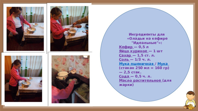 Ингредиенты для  «Оладьи на кефире 