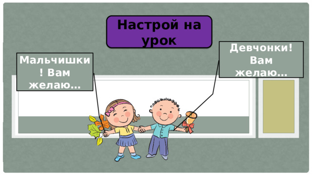 Настрой на урок Девчонки! Вам желаю… Мальчишки! Вам желаю… 