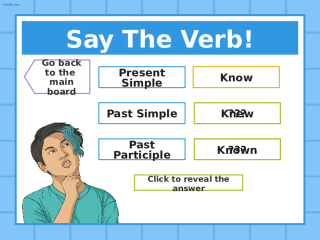 Irregular Verbs Quiz Say the verb Fill the gap Say the verb Fill the gap Say the verb Fill the gap 500 500 500 500 500 500 400 400 400 400 400 400 300 300 300 300 300 300 200 200 200 200 200 200 100 100 100 100 100 100 50 50 50 50 50 50 Finish Game 