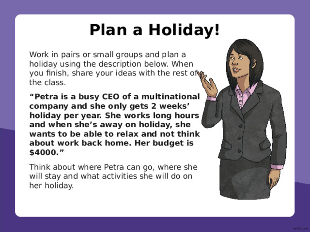Click on the picture to reveal your scenario Travel Scenarios next back 