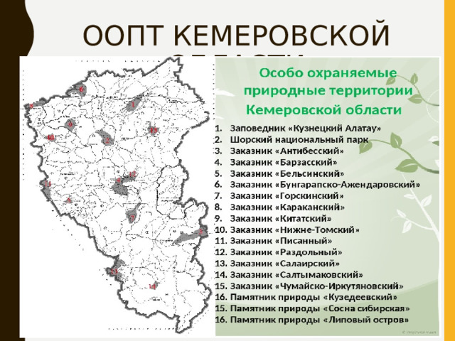 ООПТ КЕМЕРОВСКОЙ ОБЛАСТИ 