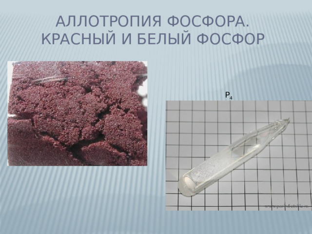 Аллотропия фосфора. Красный и белый фосфор Р 4 