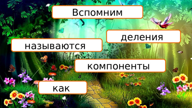Вспомним деления называются компоненты как 