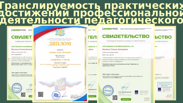 Транслируемость практических достижений профессиональной деятельности педагогического работника 
