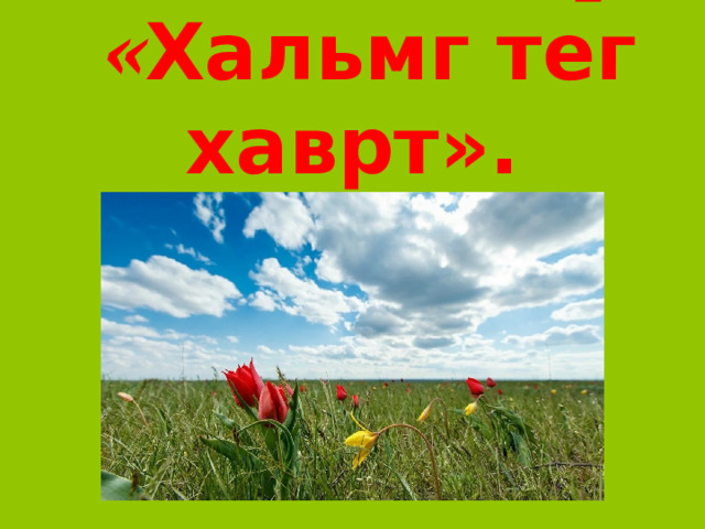 Кичəлин төр:  « Хальмг тег хаврт». 