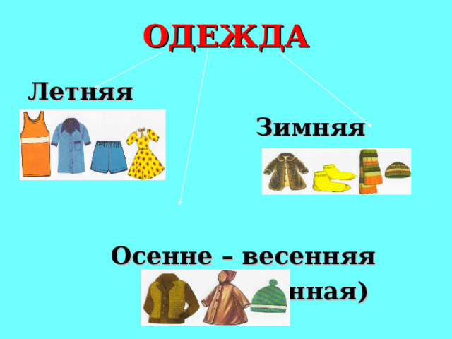 ОДЕЖДА Летняя   Зимняя    Осенне – весенняя  (демисезонная)  