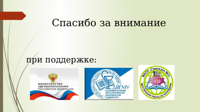 Спасибо за внимание при поддержке: 