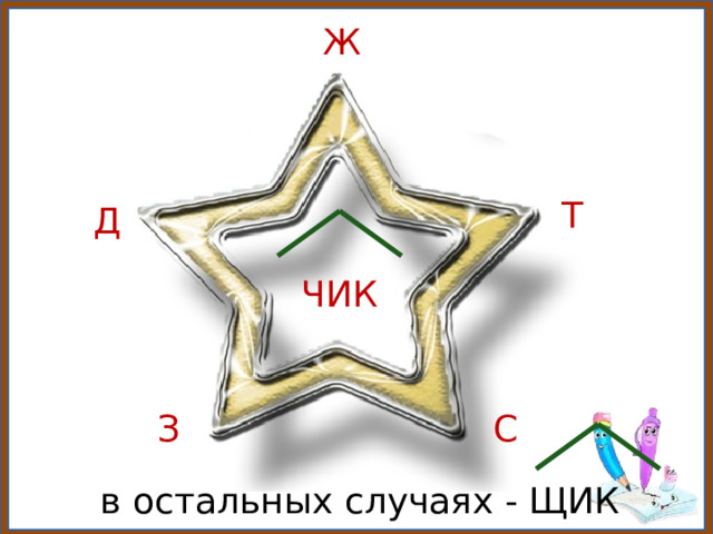 Ж Т Д ЧИК З С в остальных случаях - ЩИК 