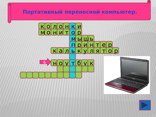 Портативный переносной компьютер. к о к н и о л р м о н т и о м ш ь ы п т н и р р е р о к т л у я а к л ь 6 т к у б н о у 