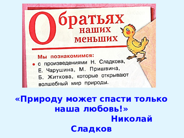 «Природу может спасти только наша любовь!»  Николай Сладков 