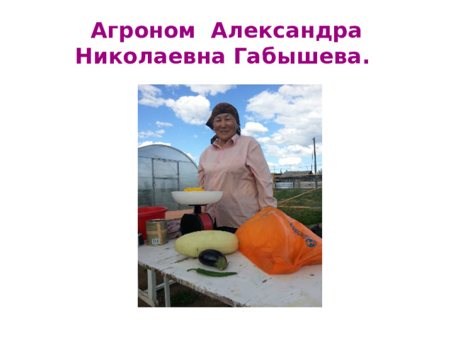 Агроном Александра Николаевна Габышева. 
