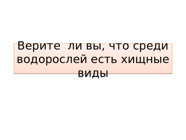 Верите ли вы, что среди водорослей есть хищные виды 