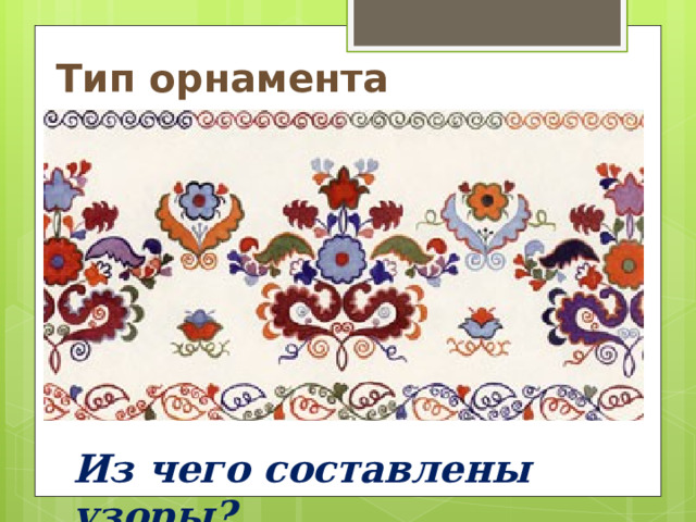 Тип орнамента Из чего составлены узоры? 