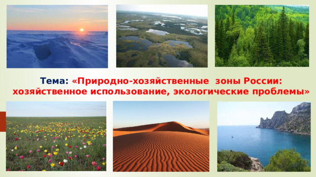  Тема:  «Природно-хозяйственные зоны России: хозяйственное использование, экологические проблемы» 