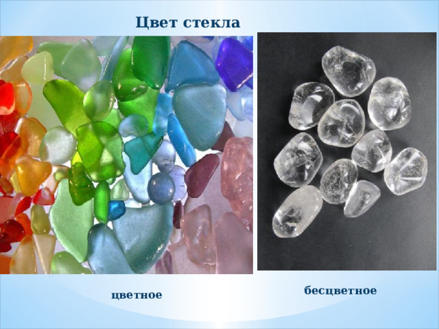Цвет стекла бесцветное цветное  