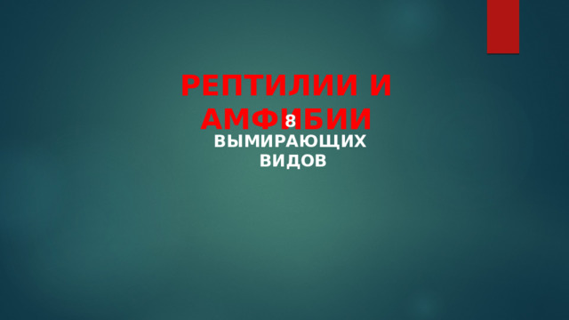 РЕПТИЛИИ И АМФИБИИ 8 ВЫМИРАЮЩИХ ВИДОВ  