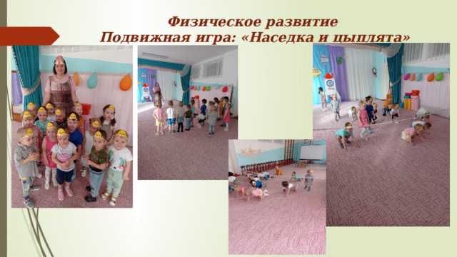 Физическое развитие  Подвижная игра: «Наседка и цыплята» 