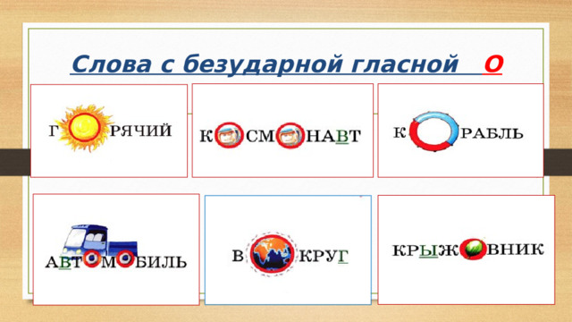 Слова с безударной гласной О   