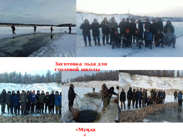 Заготовка льда для столовой школы «Муӊха»  