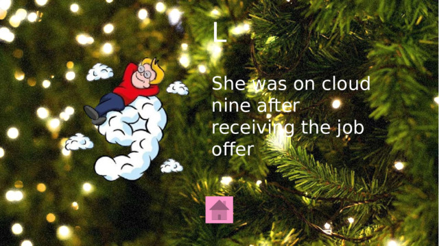 L She was on cloud nine after receiving the job offer . 