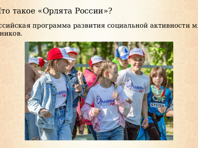 Что такое «Орлята России»? Всероссийская программа развития социальной активности младших школьников. 