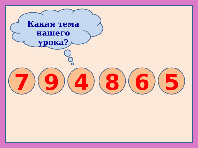  Какая тема нашего урока? 7 9 4 8 6 5 