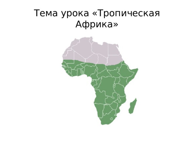 Тема урока «Тропическая Африка» 