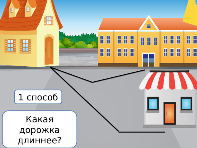 1 способ Какая дорожка длиннее? 