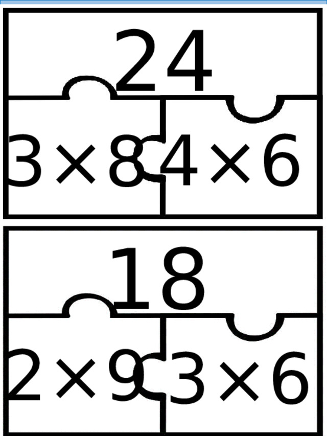 24 3×8 4×6 18 2×9 3×6 