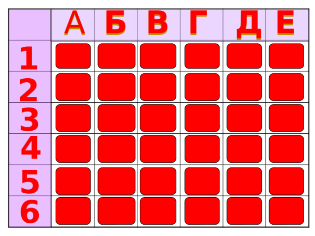 А Б В Г Д Е 1 2 3 4 5 6 