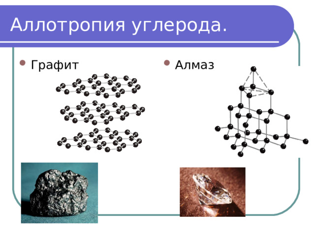Аллотропия углерода. Графит Алмаз 
