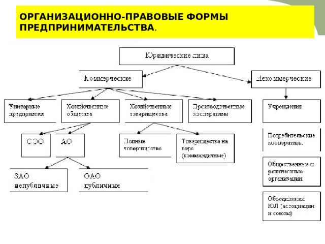 ОРГАНИЗАЦИОННО-ПРАВОВЫЕ ФОРМЫ ПРЕДПРИНИМАТЕЛЬСТВА . 