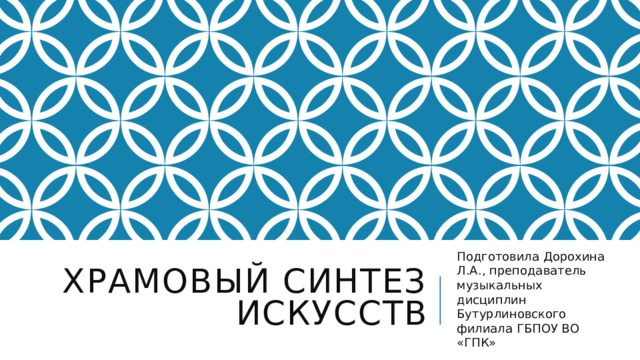 Храмовый синтез искусств Подготовила Дорохина Л.А., преподаватель музыкальных дисциплин Бутурлиновского филиала ГБПОУ ВО «ГПК» 