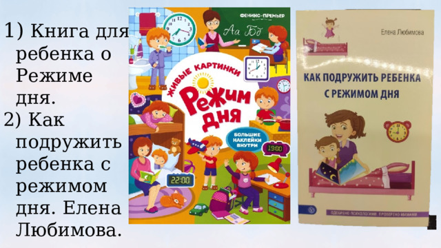  Книга для ребенка о Режиме дня.  Как подружить ребенка с режимом дня. Елена Любимова. 