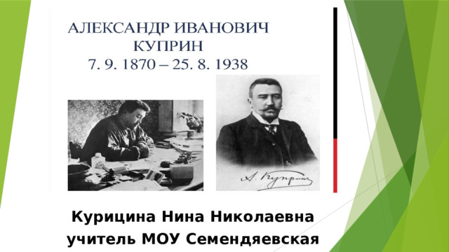 Курицина Нина Николаевна учитель МОУ Семендяевская оош 