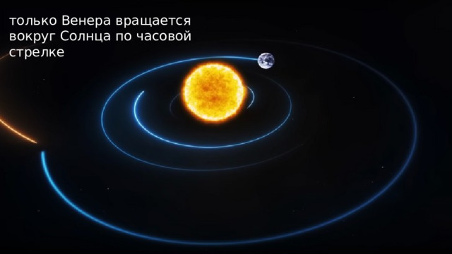 только Венера вращается вокруг Солнца по часовой стрелке   