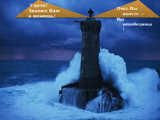  Удачи! Знания Вам в помощь!   Пока Вы вместе –  Вы непобедимы! 