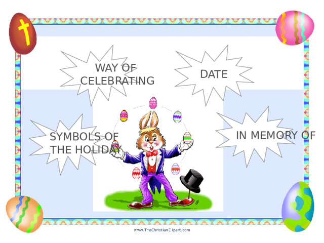 WAY OF DATE CELEBRATING IN MEMORY OF SYMBOLS OF THE HOLIDAY 