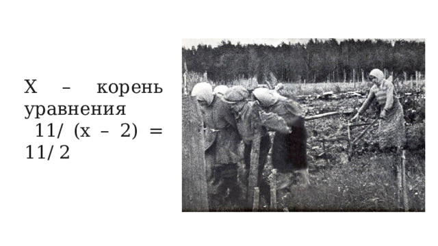 Х – корень уравнения  11/ (х – 2) = 11/ 2 