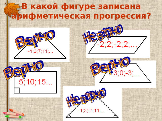 В какой фигуре записана арифметическая прогрессия? 