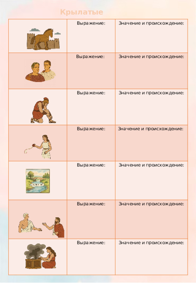 Крылатые выражения Выражение: Выражение: Значение и происхождение: Значение и происхождение: Выражение: Выражение: Значение и происхождение: Выражение: Значение и происхождение: Значение и происхождение: Выражение: Выражение: Значение и происхождение:  Значение и происхождение:  