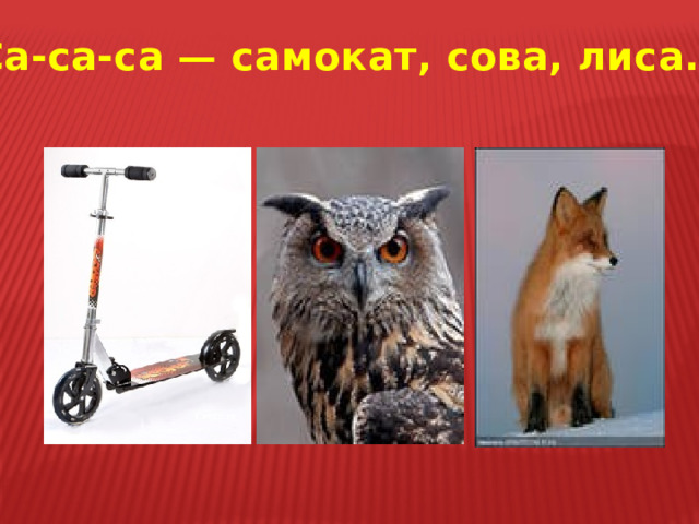 Са-са-са — самокат, сова, лиса. 