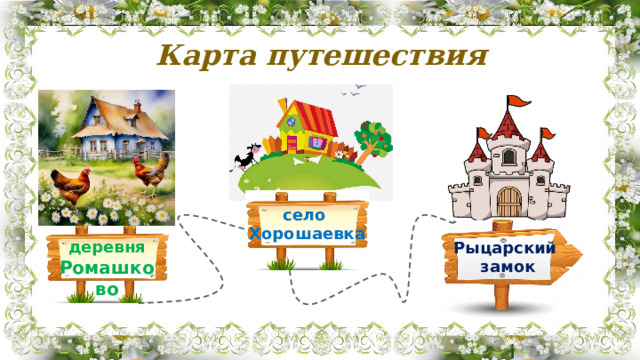 Карта путешествия село Хорошаевка деревня Ромашково Рыцарский замок 