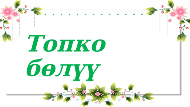 Топко бөлүү  