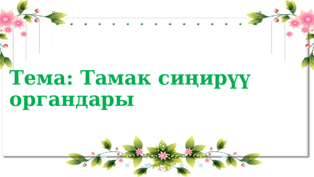 Тема: Тамак сиңирүү органдары 