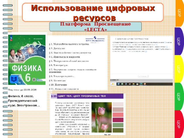 ЦОР Использование цифровых  ресурсов  Платформа Просвещение «LECTA»  ЦОР ЦОР ЦОР ЦОР 