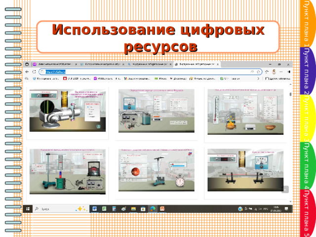 Пункт плана 1 Использование цифровых  ресурсов Пункт плана 2 Пункт плана 3 Пункт плана 4 Пункт плана 5 