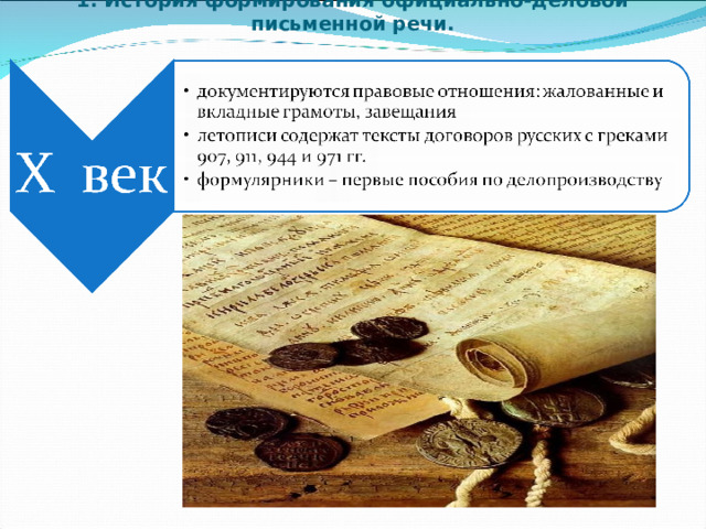 1. История формирования официально-деловой письменной речи.   