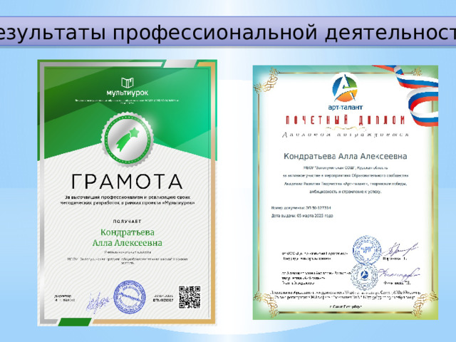 Результаты профессиональной деятельности 