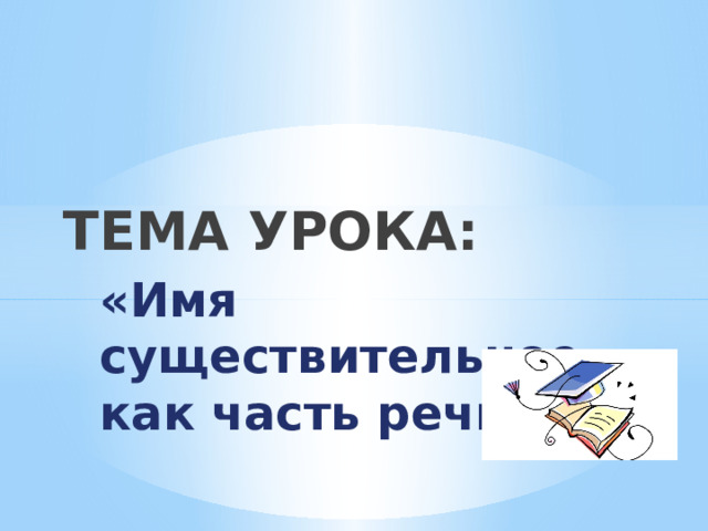 ТЕМА УРОКА: «Имя существительное как часть речи» 